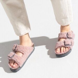 Birkenstock Papillio Arizona Big Buckle Shearling Sandal Rose 38/7 Narrow NWT